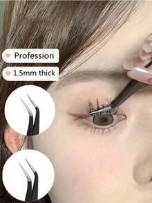 10PCS Black Straight-Pointed Personal False Eyelash Extension Tweezers, Essential For Makeup, Room Decoration, Vanity, Travel, Bedroom, Makeup Accessories, Tweezers, Nail Salons - Black - View 5