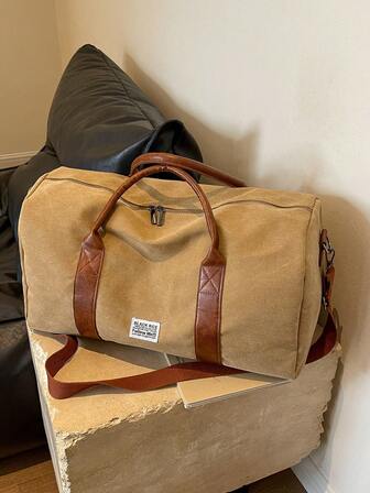 ビンテージスタイル 大容量 トラベルダッフルバッグ - 丈夫な洗いざらしキャンバス、スポーツ、フィットネス、キャンプに適しています