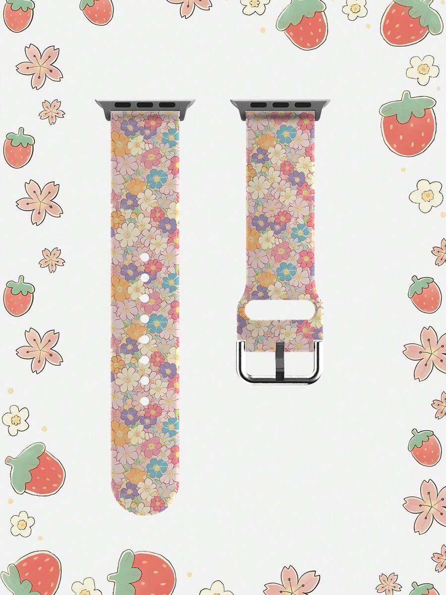 层叠花瓣硅胶表带，兼容 38mm、40mm、41mm、42mm、44mm、45mm、49mm，适用于 Series Ultra/S11/S10/SE/8/7/6/5/4/3/2/1，粉色、紫色、黄色、蓝色可选。 - 彩色 - 查看 1