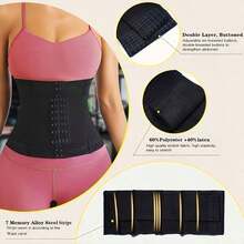 Waist Trainer For Women Underbust Waist Cincher Corset Tummy Control Sport Girdle Body Shaper - 黑色 - 查看 4