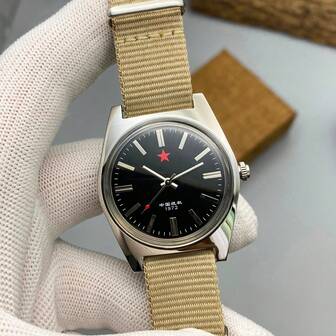 Red Star 36MM Hand-Wind Mechanical Watch Shanghai 7120 Waterproof Watch For Men Wholesale Retro Acrylic 3d Mirror