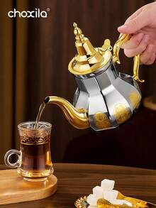 choxila 1pc Stainless Steel Moroccan Teapot, Mint Teapot, Large Capacity Arabic Coffee Pot, Turkish Coffee Kettle, For Home Or Travel - Pot - View 4