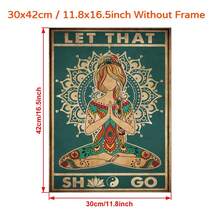1 Pieza Póster de Impresión de Pintura en Lienzo Vintage, Chica de Yoga Inspiradora Let That Damn Stay Wild Moon Arte de Pared para Niños, Adecuado para Decoración del Hogar Decoración de Habitaciones Póster en Lienzo, Sin Marco - transparente - Ver 4