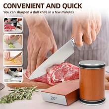 Knife Sharpener Tool, Rolling Knife Sharpener Kit, Knife Sharpening With Diamonds And Ceramic For Steel Of Any Hardness, Kitchen Knife Sharpener With 15 & 20 Degree Magnetic Angle - Brown - View 2
