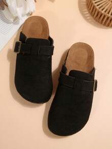 Boken 女士 2024 年春季新款厚底拖鞋，一脚蹬休闲乐福鞋 - 黑色 - 查看 7