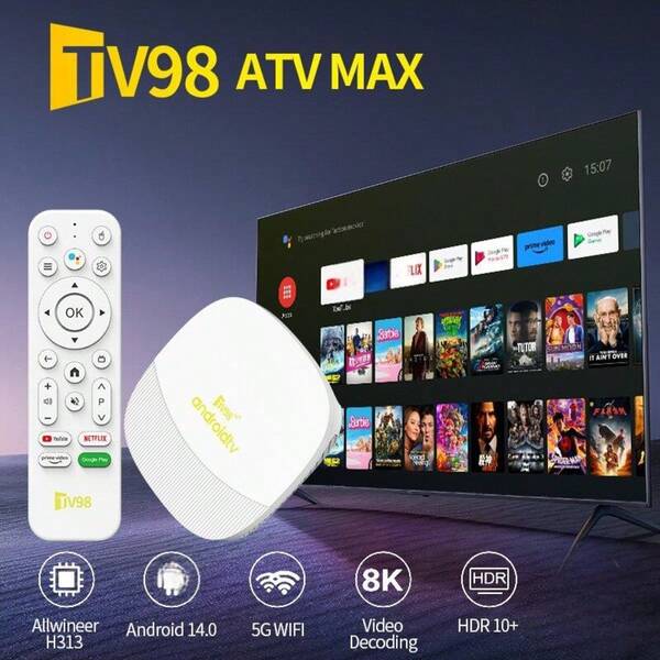 Q96 OHP A TV98 ATV Max Android 14 TV Box Allwinner H313 Wifi 6 BT 8K 4K AV1 Full HD Smart Media Player Voice Control Set Top Box