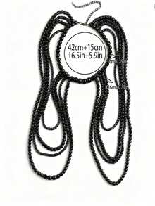 1件时尚多层（仿）珍珠项链肩链，性感流苏多功能比基尼配饰，手工制作身体链，优雅设计，适合夏季海滩、圣诞节等场合。