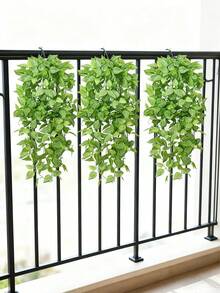 1 Piece Of Artificial Hanging Plants, Outdoor Artificial Plants, Fake Hanging Plants, Imitation Hanging Ivy Plants, UV-Resistant Plastic Plants, Valentine's Day Gifts - Green - View 8