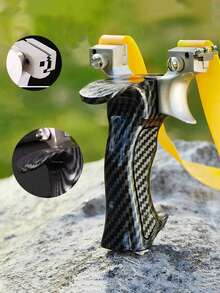 1pc Outdoor Hunting Gear Aluminum Alloy Slingshot, Comes With Replacement Rubber Bands, Thick Flat Rubber Bands For Outdoor Competitions, Suitable For Parties, Entertainment, Shooting Practice Or Hunting, Comfortable Grip Design With Protective Handguard, Easy To Operate