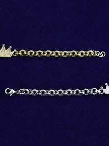 DUBSS 1 件 Belcher 皇冠手链 男士真铜镀金嘻哈饰品 - 手鍊 - 查看 7