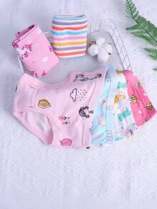12pcs Random Girls Panties Cotton Comfortable And Cute Triangle Underwear Suitable - 粉色 - 查看 2