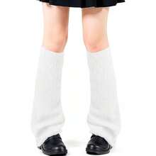 Black Leg Warmers, Y2k Leg Warmers For Girls Women, Cute Knitted Socks Kawaii Lolita Harajuku Goth Accessories,28125809 - 黑與白 - 查看 1