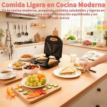 Máquina de Sándwiches Negra con Luz Indicadora Antiadherente y Fácil de Limpiar 750W Multifuncional para Cocción - Tipo de Enchufe A USA (110-127V) - Ver 5