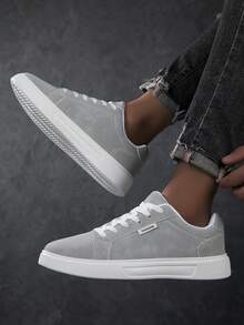 男士运动鞋、男士休闲鞋、时尚个性街头学生酷炫鞋、系带男鞋、男士滑板鞋 - 淺灰色 - 查看 5