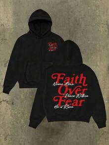Men's Double-Side Graphic Hoodies Faith Over Fear Christian Religious Faith Jesus Pul Hoodie Casual Fashion Long-Sleeved Hoodies Christian Streetwear Essentials Hoodie Hoodie For Women Sweatshirts For Women Hoodies For Men 's Hoodie Sweatshirts For Men Essentials - 黑色 - 查看 5