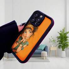 Cubierta de teléfono con diseño de dibujos animados para iPhone color naranja con estampado de chica egipcia estilo antiguo ideal para biblioteca o casa Aplicable a teléfonos Apple y Galaxy - Burdeos - Ver 3