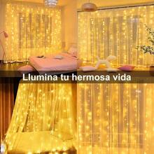 Cortina de Luces 3mx3m 2pcs, 300 Leds Cascada De Luces Con Ganchos, 8 Modos De Luces Con Control Remoto, Ip65 Impermeable, Para Interior y Exterior, Navidad, Cumpleaos, Boda. - 2 unidades - 3 m x 3 m - Ver 8