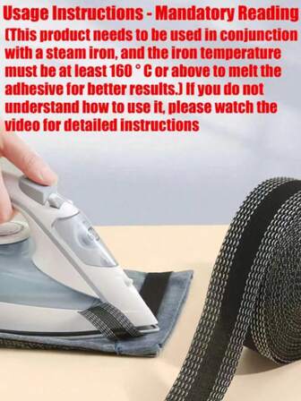 Cinta de dobladillo impermeable - Aplicación fácil, sin necesidad de coser - Cinta adhesiva fusible negra, cinta de dobladillo termoadhesiva para pantalones, pantalones, vaqueros y bordes de trajes Modificaj, pegatina autoadhesiva para pantalones, costura DIY, plancha de tela y pegatina para acortar la pernera del pantalón, pegatina para el borde del pantalón