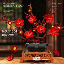 500+Pcs/Box Assorted Wooden Blossom Bouquet Including Rose, Magnolia & Other Flowers, Precise Flower Brick Arrangement, Everlasting Decoration For Home & Office, Romantic Gift - Three-color Building Block Vase - View 10