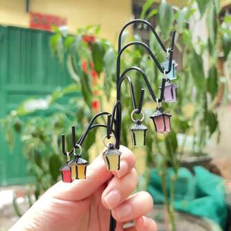 7-Piece Set Of Glow-In-The-Dark Garden Stakes - Solar Resin Fairy Miniature Models With Colorful Lanterns, Rustic Outdoor Decor, Indoor Desktop Display And Crafts, Solar Outdoor Decorations, Whimsical Design, Durable Construction, Garden Ornaments, Outdoor Garden Decorations, Outdoor Garden Decor, Garden Ornaments, Outdoor Garden Decorations, Weather-Resistant Garden Decor, Outdoor Garden Decorations