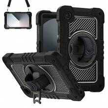 苹果硅胶+PC三合一平板电脑保护壳带360°旋转支架、手带、肩带、重型防摔平板电脑保护套