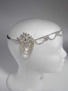 复古水晶发箍，杰西卡款，1920年代婚礼头饰；狂欢节飞镖头饰；2026女士花卉头链，优雅音乐节配饰。晚宴时尚搭配。1920年代复古黑色发带；女士发饰；新娘头饰；发饰。 - 銀色 - 查看 9