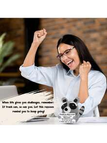 1 件 活泼浣熊，手工钩织励志礼物，毛绒动物，适合送给男士、女士、朋友、同事、家人，鼓励韧性的礼物。 - 彩色 - 查看 6