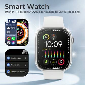 New Smart Women's And Men's Watch, 2.01 Inch Large Screen, Lightweight Body, 300mAh Large Battery Capacity For Long Battery Life, Wireless Calling, Multiple Sport Modes, Pedometer, Steps Record, Music Control, Photo Control, Alarm Clock, Message Reminder