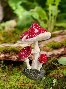 1件红色蘑菇树脂花园装饰，这款栩栩如生的蘑菇装饰为童话花园、花盆或户外景观增添了一抹奇思妙想。非常适合在庭院和阳台营造神奇的森林氛围。 - 彩色 - 查看 10