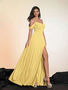 Váy dạ hội sang trọng cao cấp Smilprince - Vàng nhạt - Xem 3