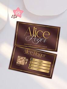 1pc Customized Champagne Gold Business Card Template, Luxury Card, Makeup Artist Card, DIY Canva Card, Eyelash Extension Branding, Elegant Design, Customizable Photo & Info Gold Social Card, Double-Sided Printing, Personalized QR Code, Personalized Gift, Customized Christmas Gift, Customized Accessories, Christmas - Multicolor - View 35