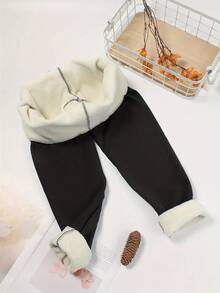 Women's Winter Warm Fleece Black Leggings (Black And Red Patchwork Color) - Multi Color Fashionable Warm Fleece Pants, Cold Resistant Fashionable Women's Pants - 黑色 - 查看 7