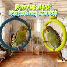 1pc Parrot Toy Cage Perch With Bearing Rotating Stand, Plastic Rotating Perch Bird Amusement Supplies - Pink - View 4