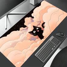 1PC Black Cat Clouds Fast Delivery Keyboard Pad Lock-Edge Extended Mousepad Kawaii Pink Purple Office Desktop Protection Pad XXL Rug - Multicolor - View 20