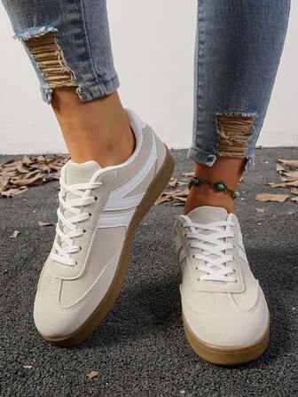 Vintage Leopard Print Casual Lace-Up Round Toe Sneakers For Women, 2025 Autumn New Arrival