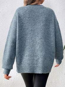 Autumn And Winter Letter-Style Round-Neck Pullover Long-Sleeved Women's Knitted Sweater. Casual Party Company Clothing - Grey - View 2