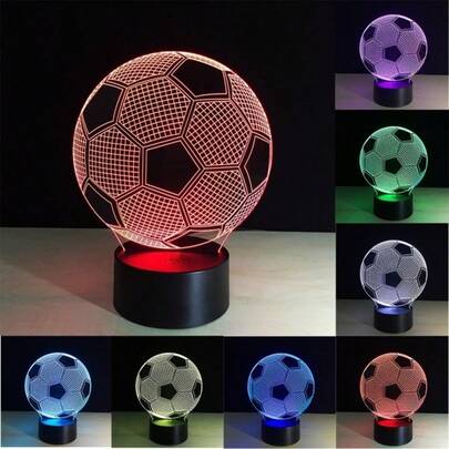 1pc Acrylic 3D Football LED 7-Color Night Light, Suitable For Football Fans, USB Powered Touch Control Switch, Auto Color Changing, With USB Cable, Suitable For Bedroom, Study, Dining Room, Cafe, Bar Desktop Decor