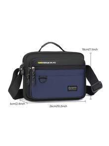 حقيبة ظهر رجالية كاجوال للخارج، حقيبة كتف قطرية ذات موضة جديدة، من قماش نايلون أحادي اللون، مغلقة بسوستة، حقيبة كتف/حقيبة متقاطعة أنيقة - الأزرق - مشاهدة 11