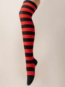 1 Pair Women's Cosplay Anime Striped Thigh High Socks, Long Over-The-Knee Socks For Holiday Atmosphere, Party, Performance - Multicolor - View 8
