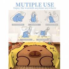 1pc Cute Capybara Printed Blanket - Soft Flannel, Lightweight For All Seasons, Great For Sofa, Bed, Beach, Camping, Ideal For Halloween And Birthday Gifts, Machine Washable - Multicolor - View 6