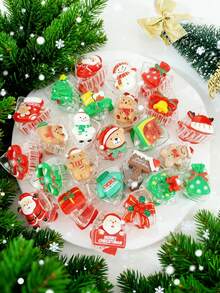 20pcs Women's Christmas Themed Random Assorted Christmas Tree, Santa Claus, Snowman, Gift Bag, Teddy Bear, Gingerbread Man, Triangle Hair Clips Hair Claw Winter Hair Accessories Fashion Claw Clips - Claw Clamp - View 3