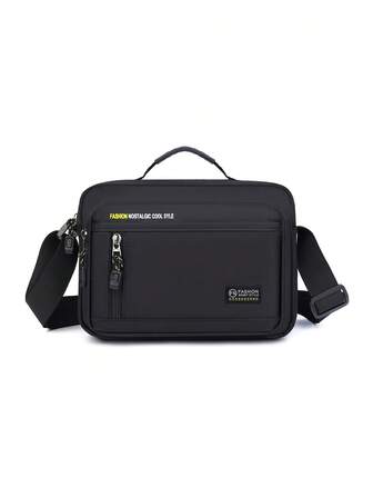 Casual Outdoor Men's Backpack, New Fashion One Shoulder Diagonal Bag, Solid Color Nylon Fabric, Zipper Closure, Stylish Shoulder Bag Festival