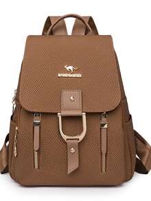 Women's Soft Leather Backpack, Large Capacity Ladies Backpack, Casual Travel Backpack, Girl Style - Brown - View 2
