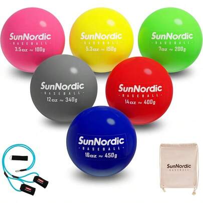 Juego de béisbol con peso de 6/9 unidades (3.5-16/35/53/70 onzas) – Balones de béisbol de peso variable para mejorar el poder y el entrenamiento de lanzamiento, para todos los niveles de