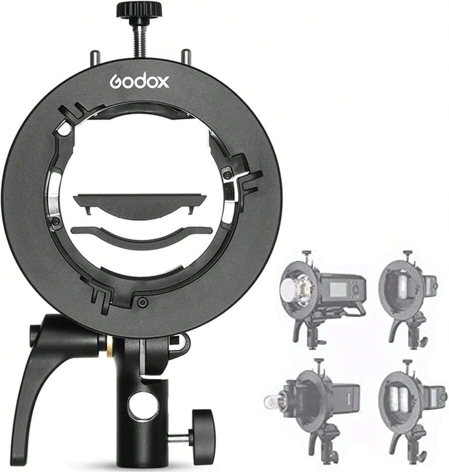 Soporte de Flash Godox S2 Tipo S Soporte de Montura Bowens Compatible con Flash Godox V1 AD200Pro AD400Pro AD200 V860II TT685 TT600 TT350 - S2 - Ver 1