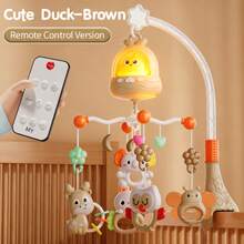 360°旋转可爱动物婴儿床铃，遥控操作，寓教于乐，播放舒缓摇篮曲，是新生儿的完美玩具礼物 - 彩色 - 查看 11