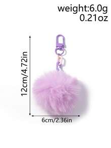 1pc Cute Faux Rabbit Tail Pom Pom Keychain, Unisex Commute Key Chain For Daily Wear Car Accessories Goth Y2k - Multicolor - View 6