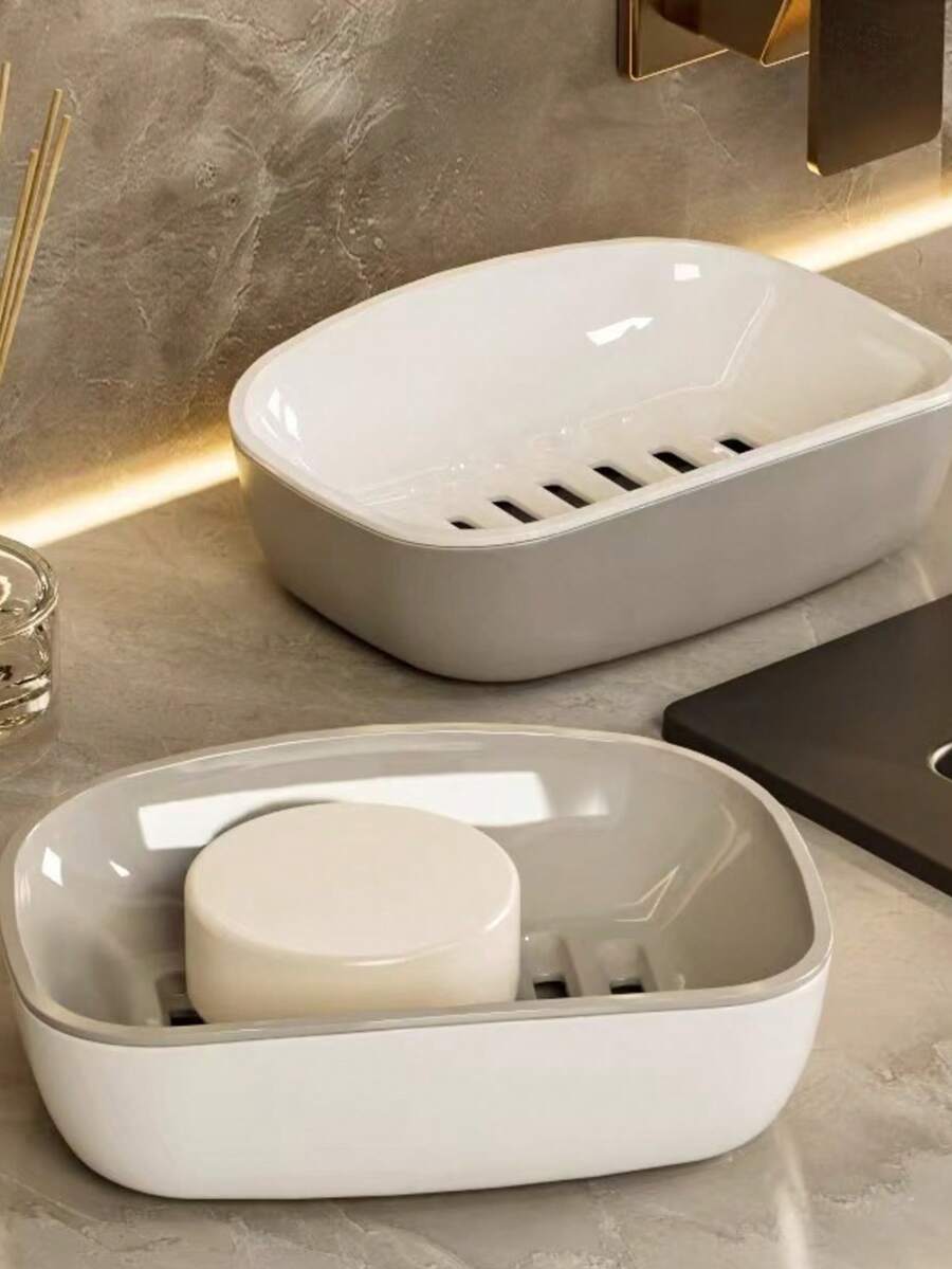 1个双层沥水皂碟，自动沥水，易于清洁，适用于浴室和厨房，高端家居卫生用品，厨房水槽配件，时尚浴室配件，现代皂托，易清洁材质，坚固耐用，实用浴室必备，自动沥水皂盒，家居必需品，浴室装饰爱好者的理想之选。 - 彩色 - 查看 1