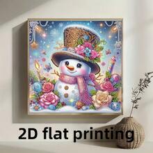 1件套初学者钻石画套装，11.8x11.8英寸雪人图案，DIY异形水晶钻石局部钻石刺绣马赛克工艺品，节日礼物，新年快乐。手工艺术，释放您的创造力，适合家居墙面装饰，无框 - 彩色 - 查看 4