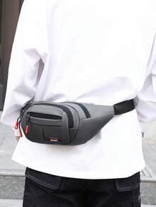 1 buc. Rucsac casual la modă, rezistent la apă, din nailon, culoare solidă, cu închidere cu fermoar, potrivit pentru naveta zilnică, ciclism, afaceri - Gri - Vizualizare 2